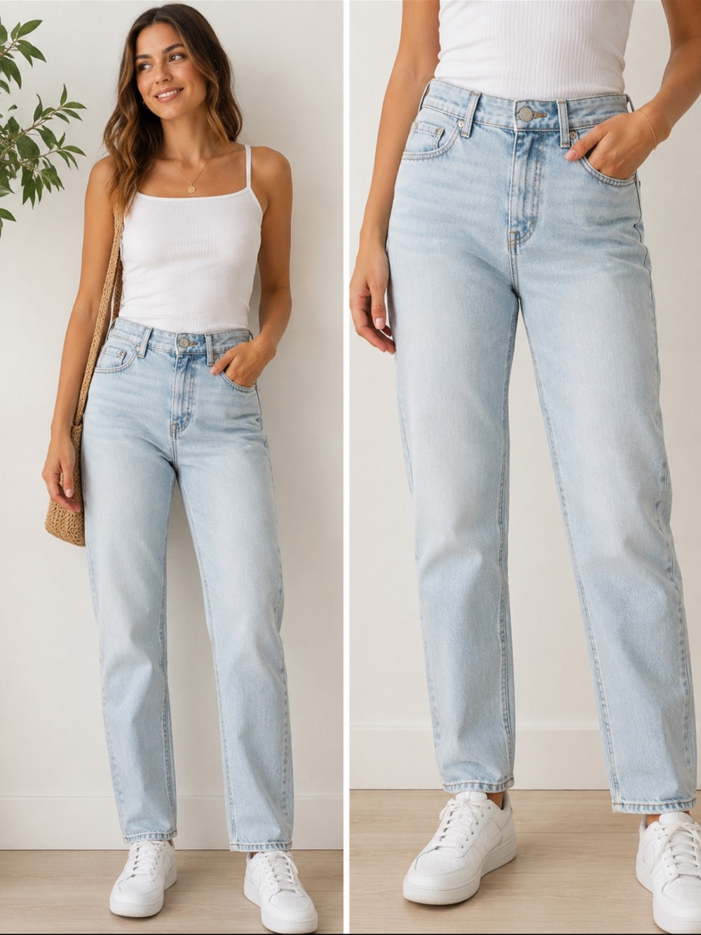 LOFT The Girlfriend Jean Womens 2 Petite Light Wash High Rise Straight Leg Denim